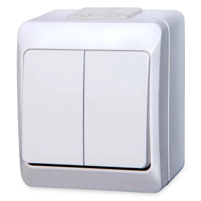 Dvojvypínač č.5, 250V, 10A, IP44, biely 0332-02 (5332-02)